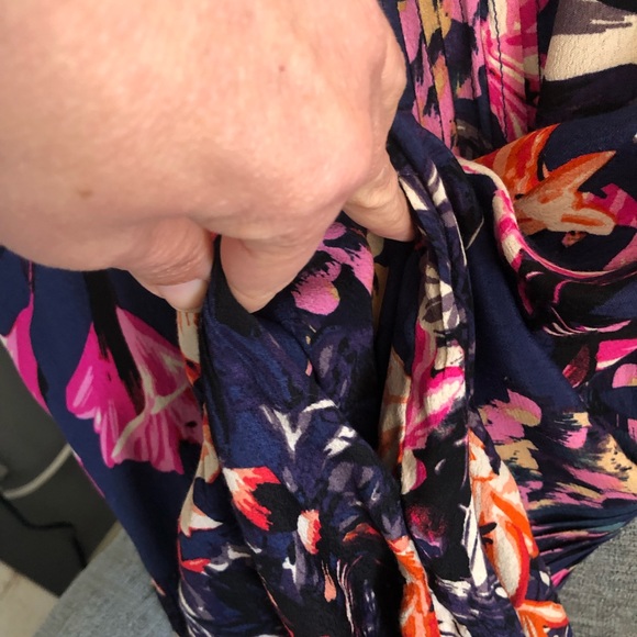 Maeve Anthropologie Dress XS Navy Blue Floral 3/4 Sleeves Pockets - Picture 7 of 8